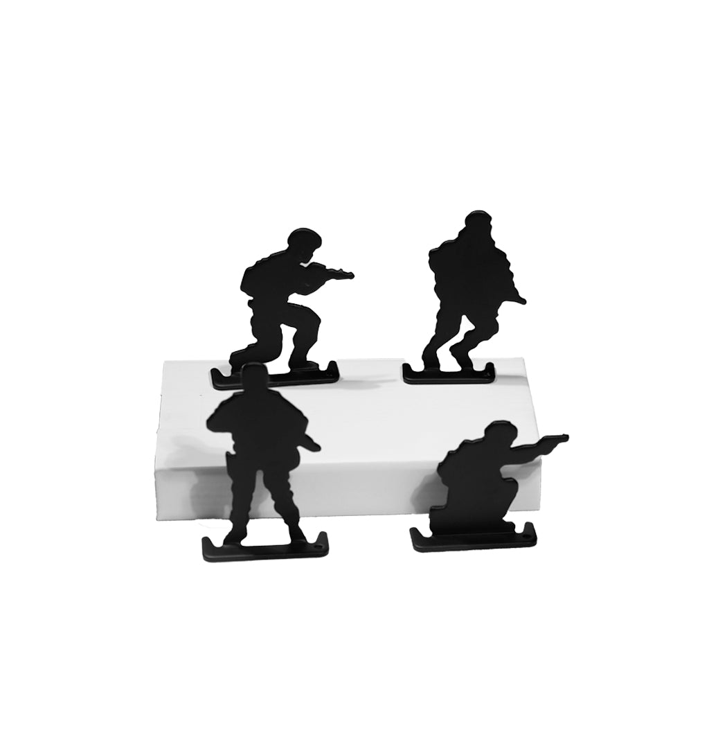 BLANCO METALICO SILUETA MILITAR PAQX4