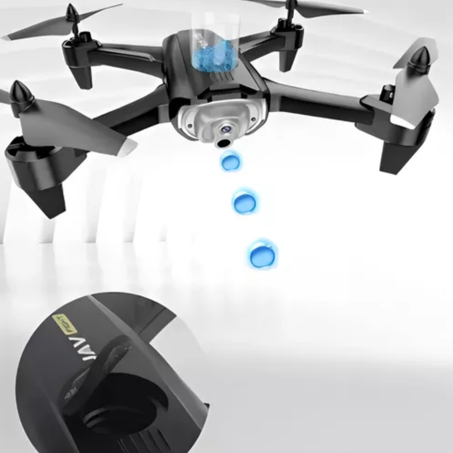 Drone hd-dispara esferas hidrogel con retorno