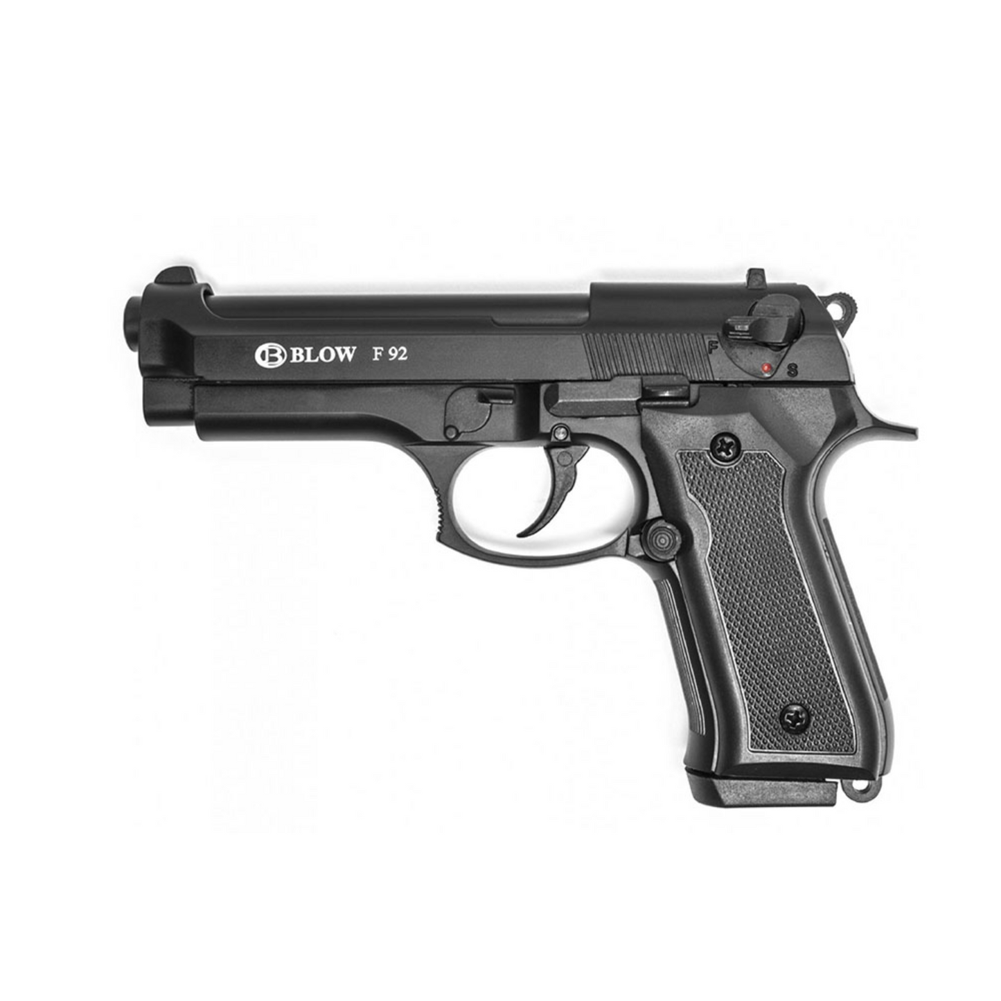 Pistola de fogueo Blow F92 Black – Modelo de tamaño completo con acabado negro, ideal para prácticas seguras y uso disuasivo