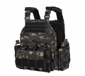 Chaleco Táctico Plate Carrier Multicam Black – MOLLE, Quick Release y Porta Cargadores Integrado