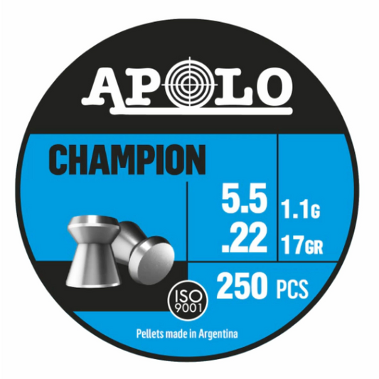 Diábolos Apolo Champion calibre .22 – Pack de 250 proyectiles ideales para tiro deportivo con rifles de aire