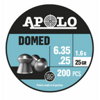 Diábolos Apolo Domed calibre .25 – Pack de 200 unidades de 25gr con punta redondeada para precisión y trayectoria estable en rifles PCP