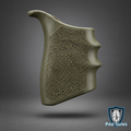 Grip ergonómico verde oliva con panel lateral texturizado y ranuras para los dedos