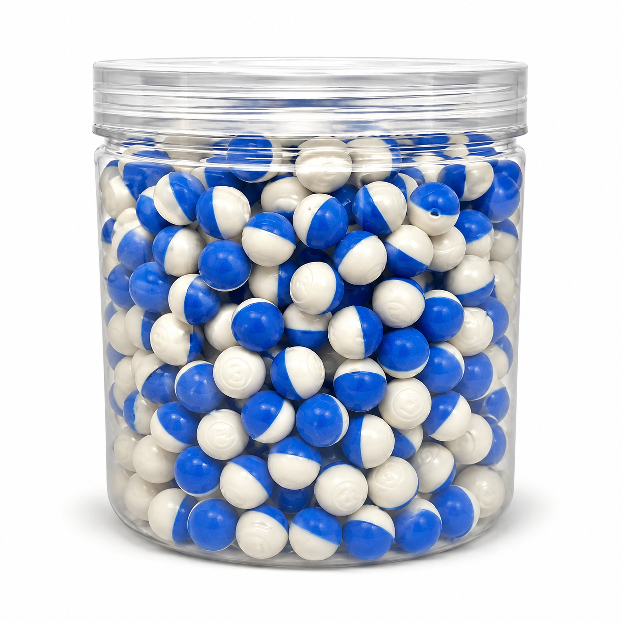 T4E Powder Ball calibre .43 White Blue bolas de polvo azul y blanco en tarro transparente x25 unidades para entrenamiento