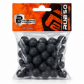 P2P RUB50 Prepared 2 Protect bolas de goma negras reutilizables calibre .50 17mm 11.4g paquete de 50 unidades, vista frontal bolsa transparente