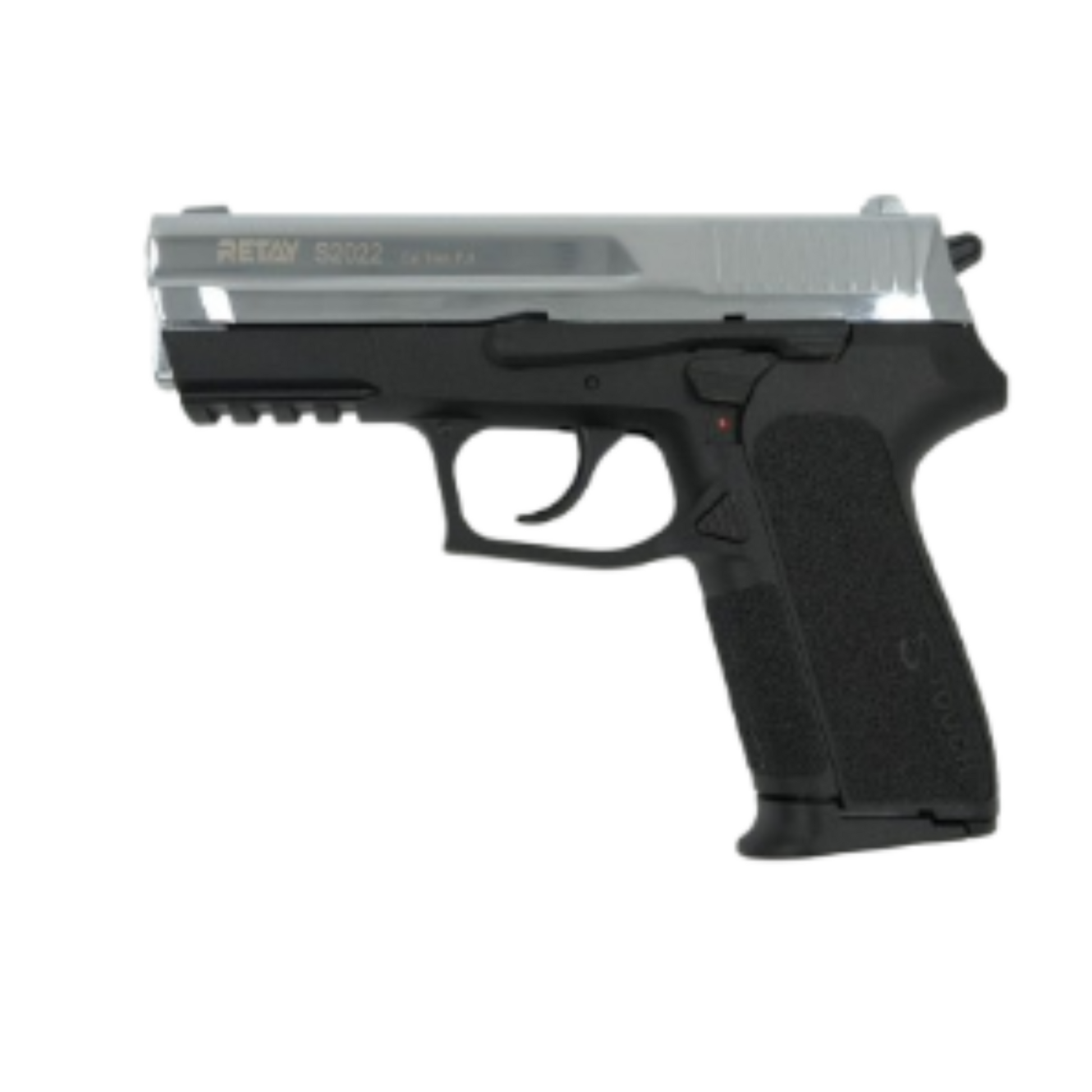 Pistola traumática Retay S2022 cromada – Seguridad personal con estilo moderno y funcionamiento semiautomático