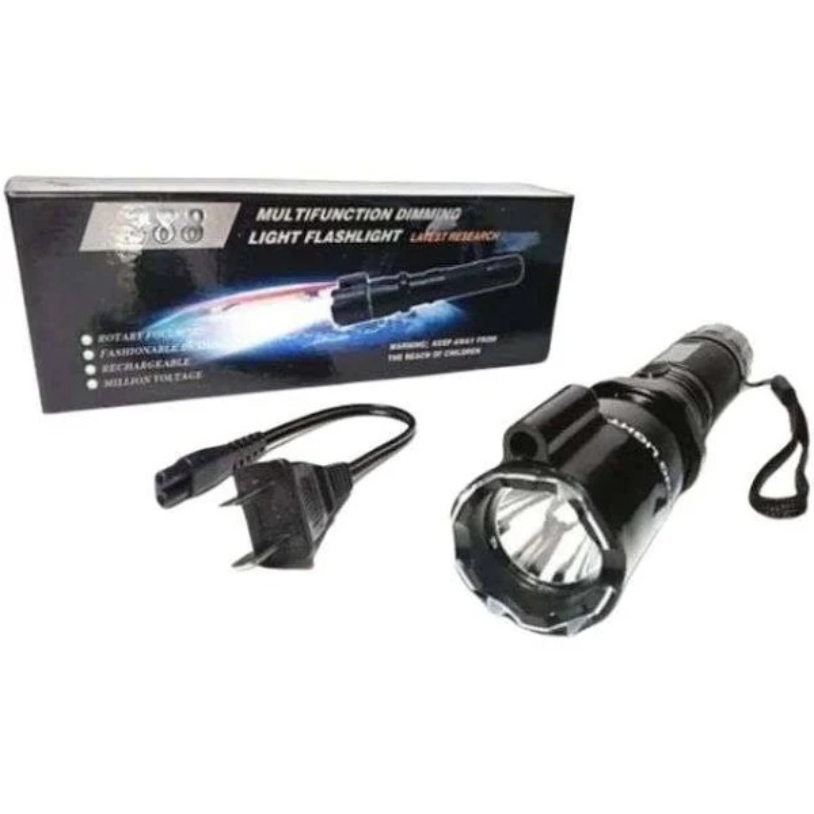 Taser linterna – Dispositivo dual con luz LED y descarga eléctrica, ideal para defensa personal y visibilidad en entornos de riesgo